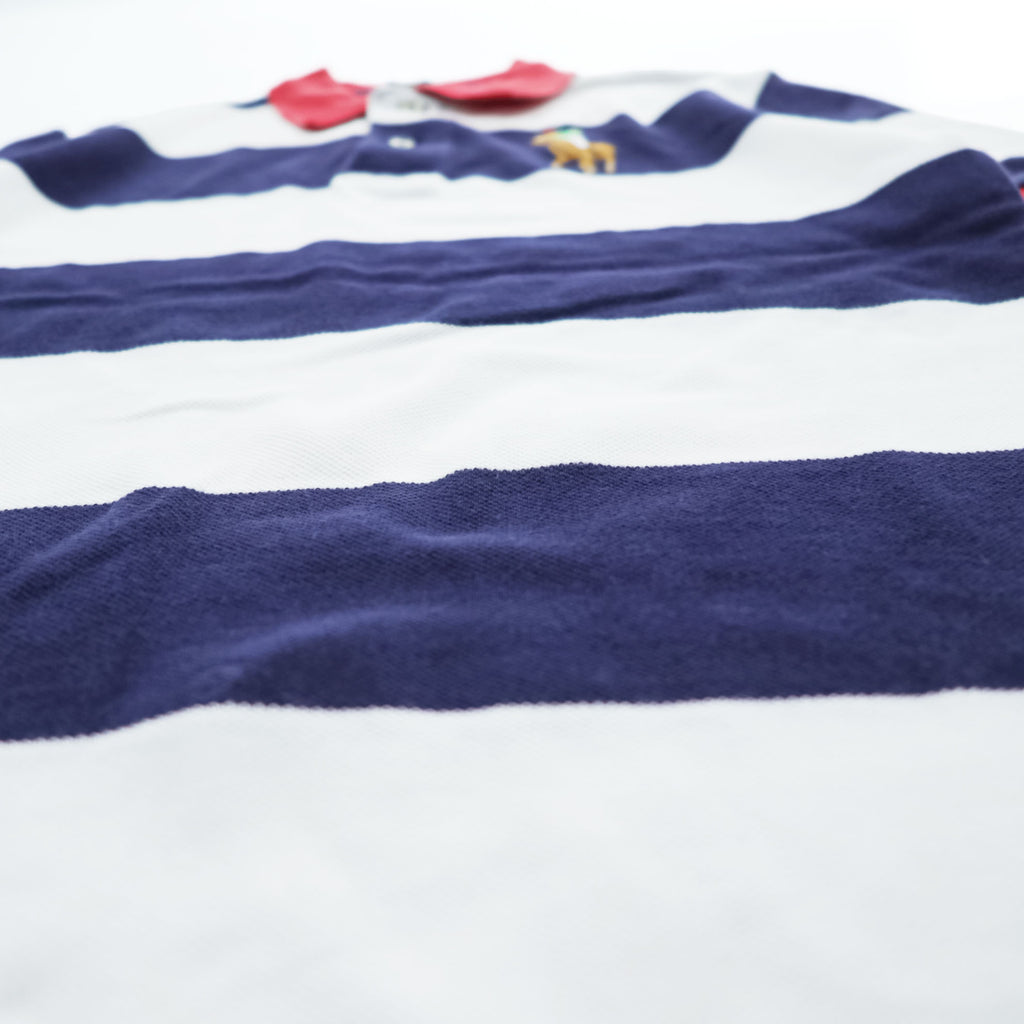 Polo Ralph Lauren ボーダー ポロシャツ L ホワイト ネイビー ビッグポニー