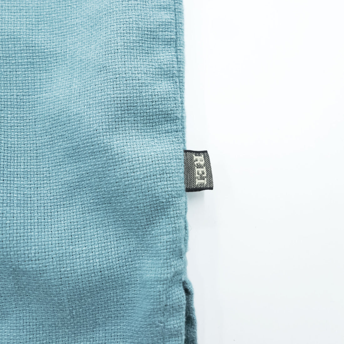 REI ヘンプ コットン 半袖 オープンカラー シャツ XL ブルー 開襟 ボックスシルエット 胸ポケット