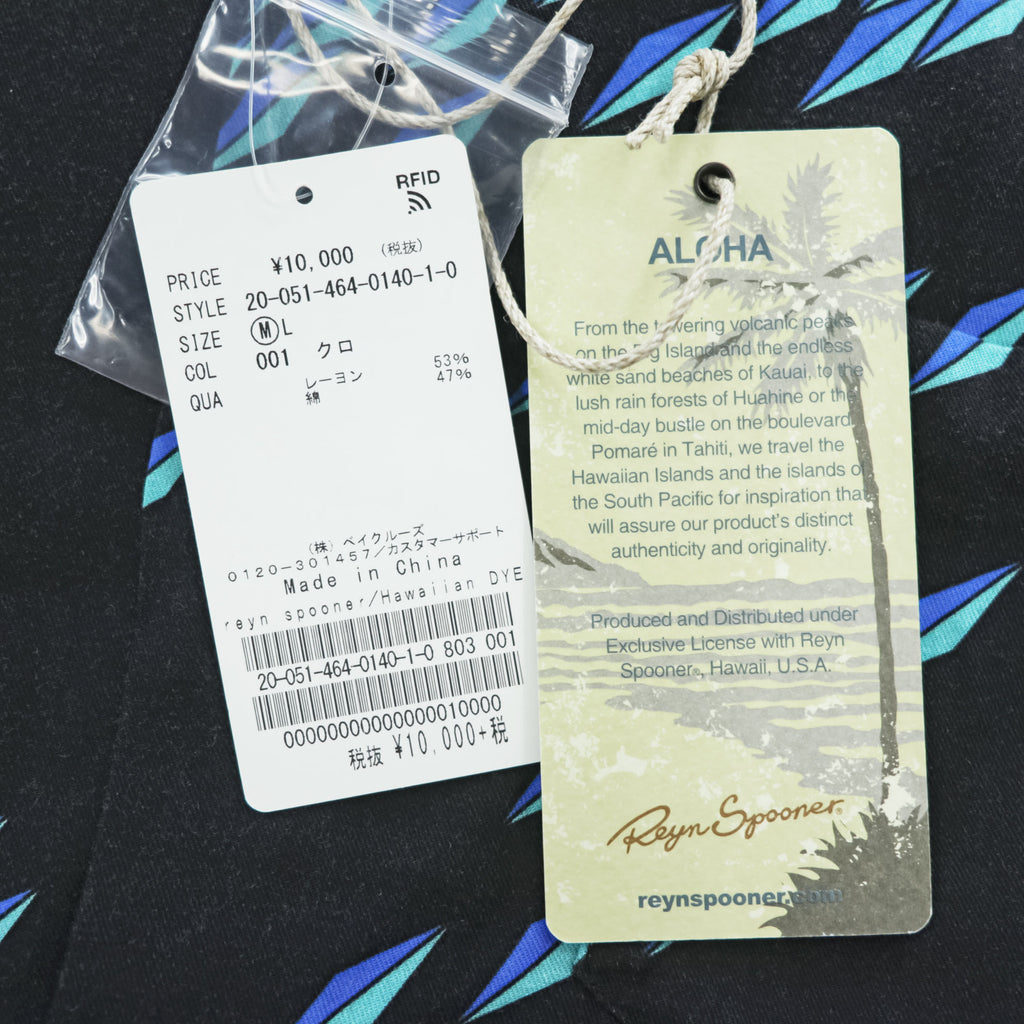 reyn spooner アロハシャツ 半袖 オープンカラーシャツ M ブラック ブルー 総柄 JOURNAL STANDARD relume別注 20-051-464-0140-1-0 未使用品