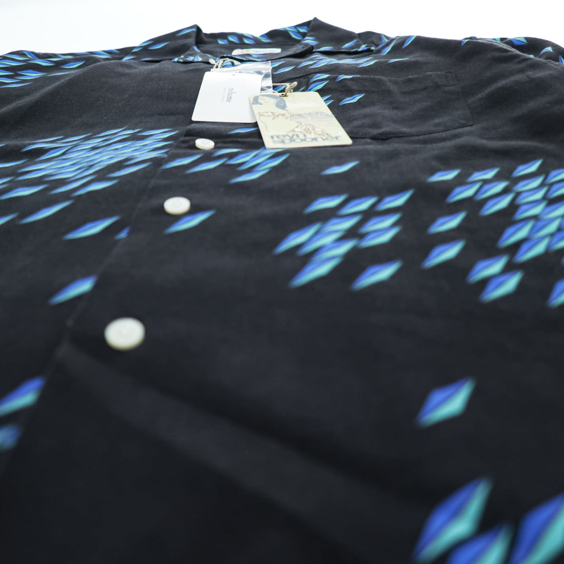 reyn spooner アロハシャツ 半袖 オープンカラーシャツ M ブラック ブルー 総柄 JOURNAL STANDARD relume別注 20-051-464-0140-1-0 未使用品