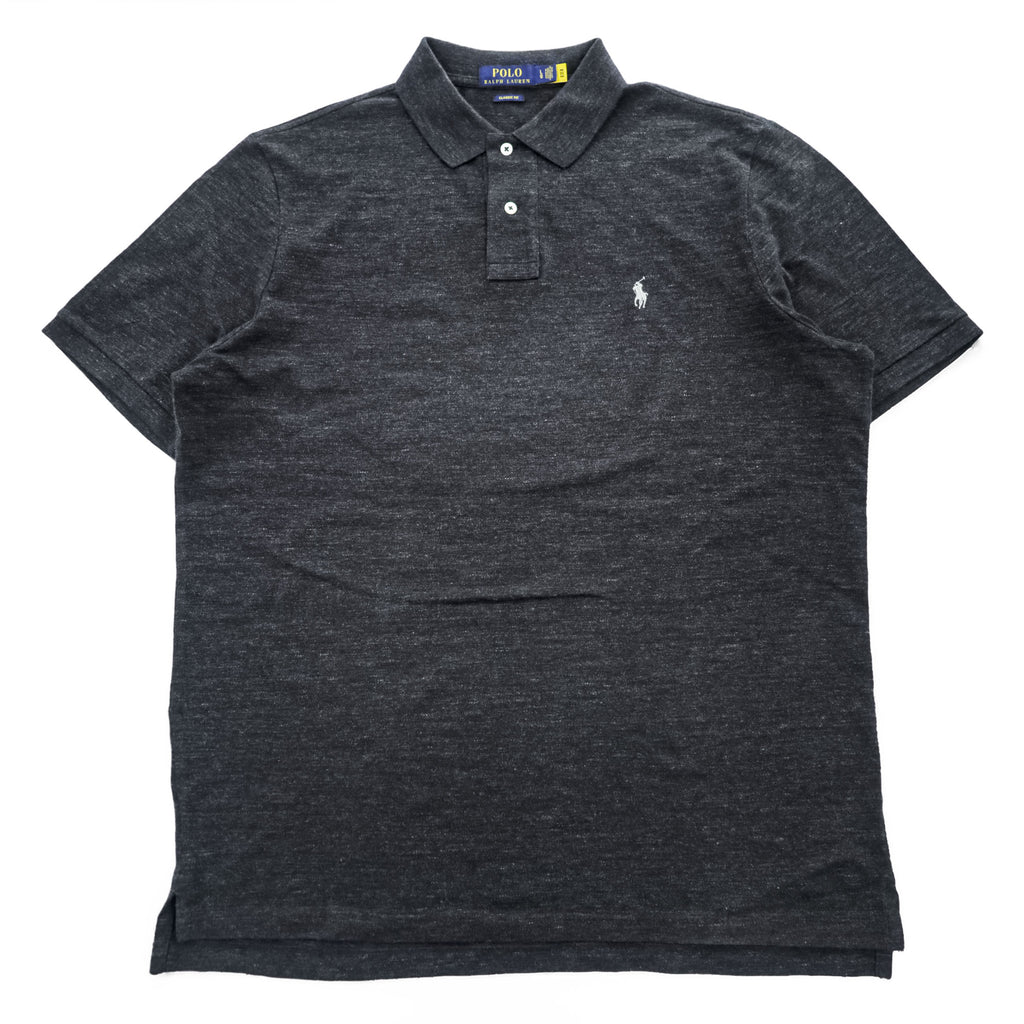 Polo Ralph Lauren ポロシャツ L CLASSIC FIT グレー スモールポニー ロゴ 刺繍 鹿の子