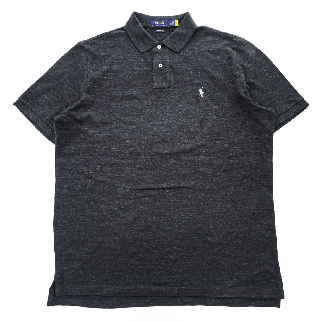Polo Ralph Lauren ポロシャツ L CLASSIC FIT グレー スモールポニー ロゴ 刺繍 鹿の子
