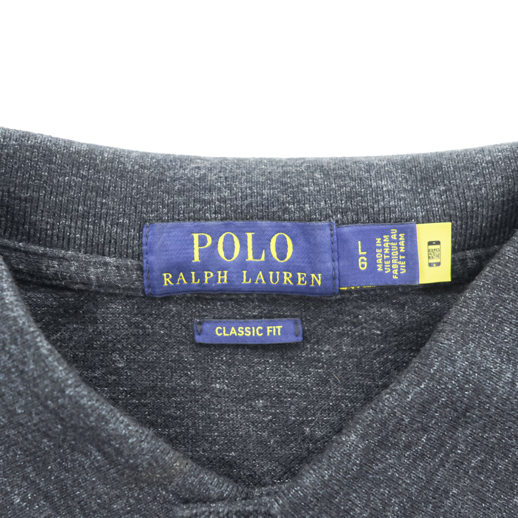 Polo Ralph Lauren ポロシャツ L CLASSIC FIT グレー スモールポニー ロゴ 刺繍 鹿の子