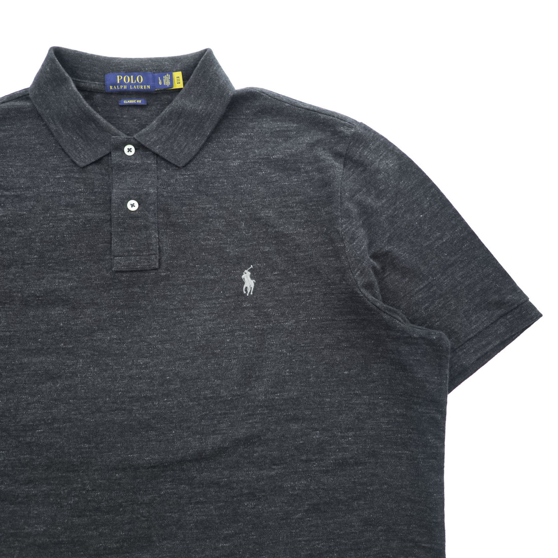 Polo Ralph Lauren ポロシャツ L CLASSIC FIT グレー スモールポニー ロゴ 刺繍 鹿の子