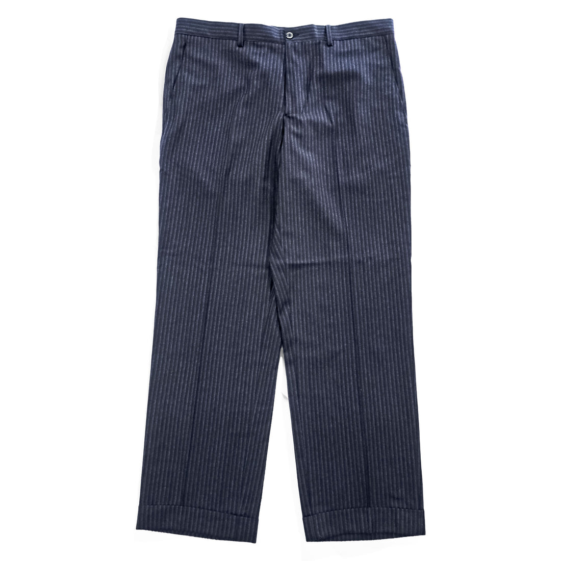 ETRO イタリア製 スラックス ドレスパンツ XL ダークネイビー ストライプ ダブルカフス