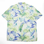 Tommy Bahama アロハシャツ 半袖 シルク オープンカラーシャツ L ベージュ 総柄 ボタニカル 開襟