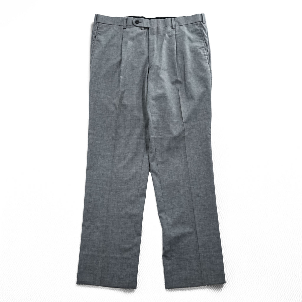 BURBERRY LONDON 日本製 スラックス パンツ XL グレー タック プリーツ