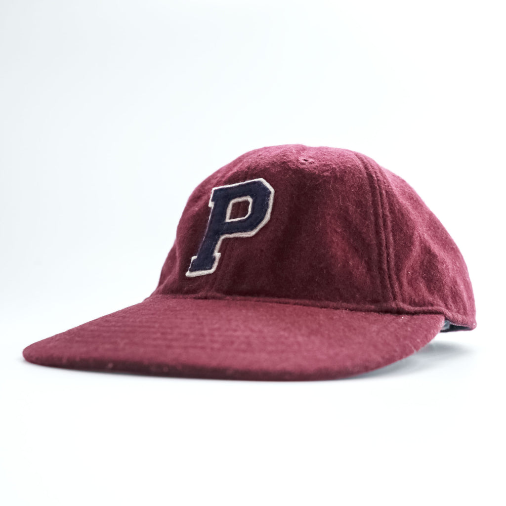 Polo Ralph Lauren Pワッペン キャップ ボルドー ウール 6パネル レザーアジャスター