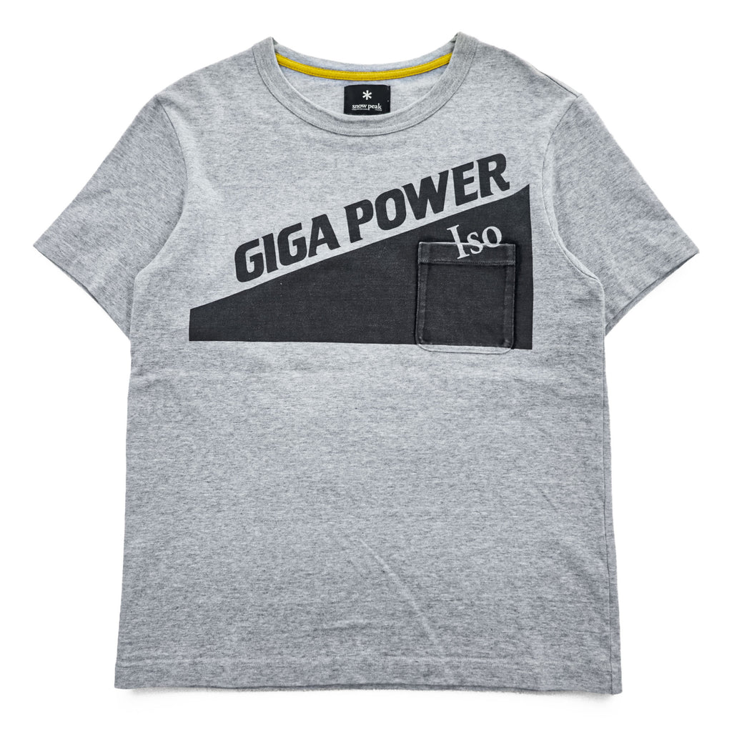 snow peak 日本製 ポケット Tシャツ M グレー GIGA POWER TS-15SJ001