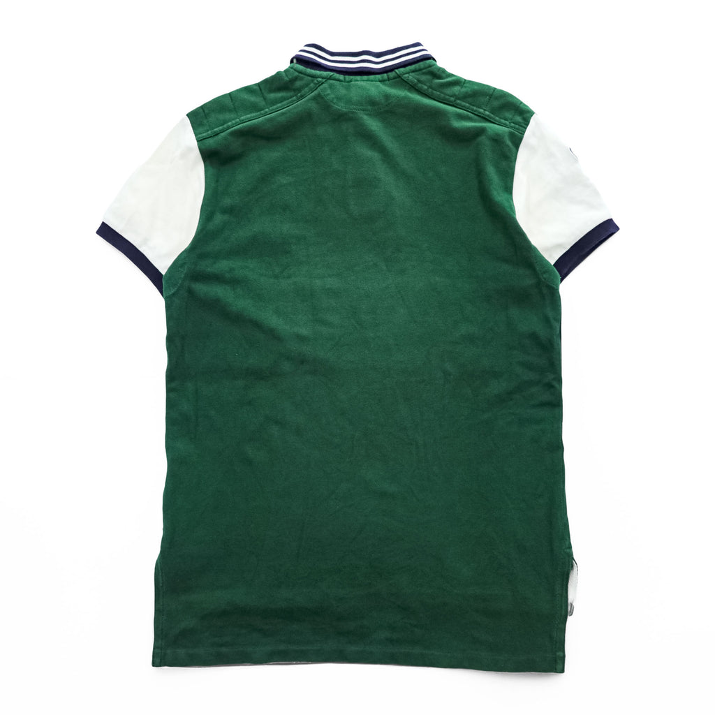 Polo Ralph Lauren 90年代 ヴィンテージ ポロシャツ 半袖 ラガーシャツ S グリーン ネイビー CUSTOM FIT ビッグポニー 鹿の子