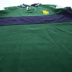 Polo Ralph Lauren 90年代 ヴィンテージ ポロシャツ 半袖 ラガーシャツ S グリーン ネイビー CUSTOM FIT ビッグポニー 鹿の子