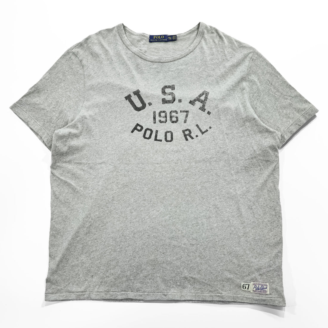 Polo Ralph Lauren Tシャツ 2XL グレー U.S.A 染み込みプリント