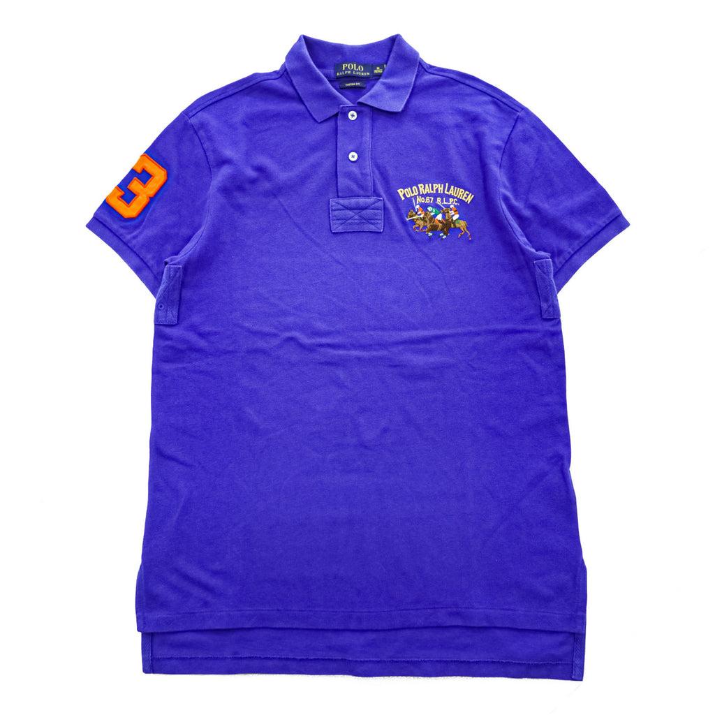 Polo Ralph Lauren ポロシャツ M CUSTOM FIT ブルー 刺繍 ポロプレイヤー