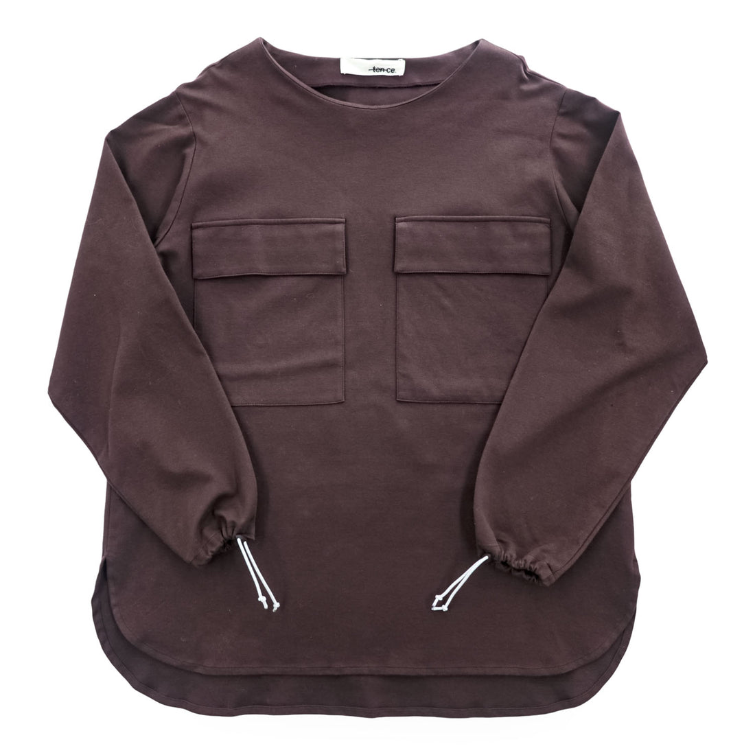 tence 長袖 スモック カットソー ロングスリーブ Tシャツ S ドローコード 胸ポケット TN-PO-01 日本製
