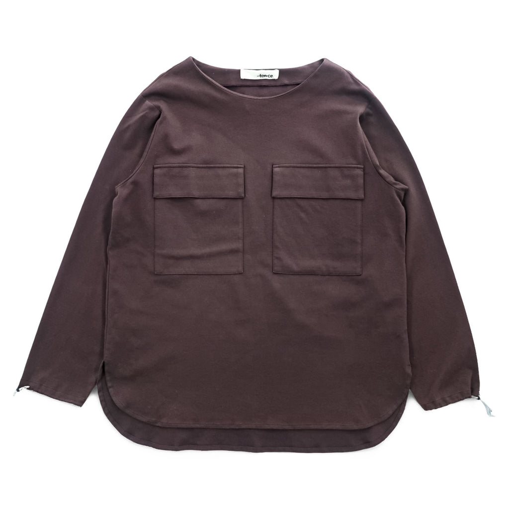 tence 長袖 スモック カットソー ロングスリーブ Tシャツ S ドローコード 胸ポケット TN-PO-01 日本製