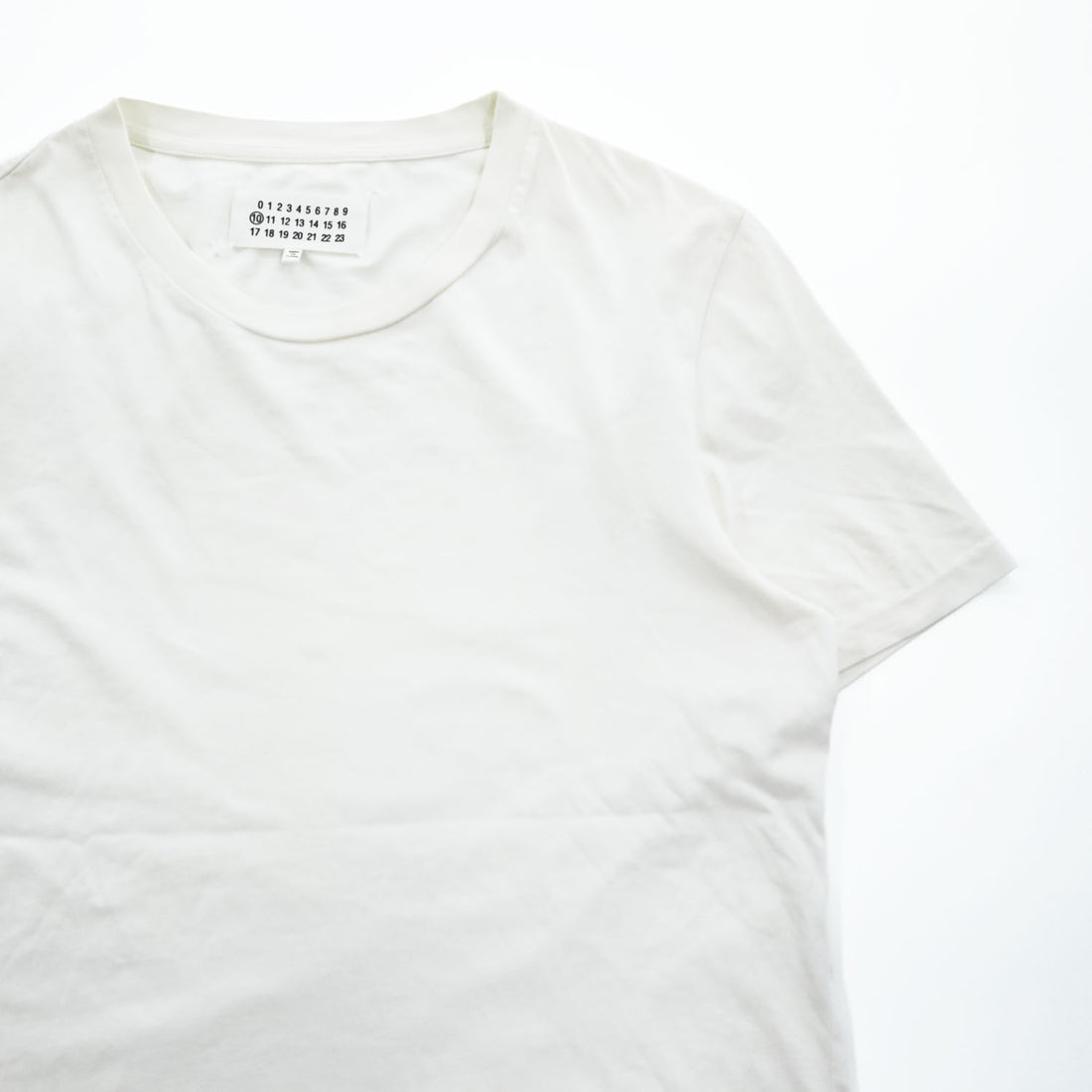 Maison Martin Margiela 10 クルーネック プレーン Tシャツ 44 ホワイト SLIM 15S/S カットオフ S30GC0487 トルコ製