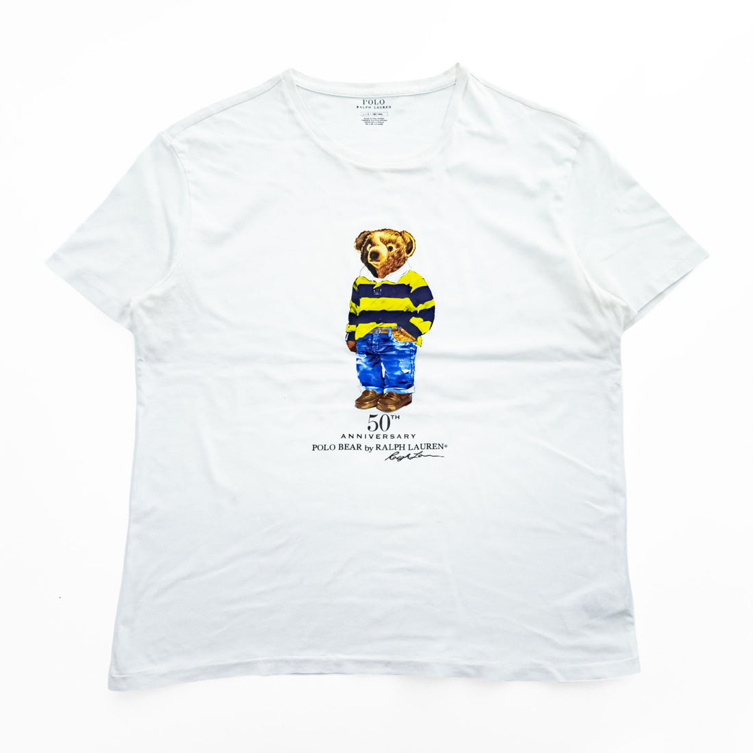 Polo Ralph Lauren ポロベア 50th ANNIVERSARY プリント Tシャツ L ホワイト コットン