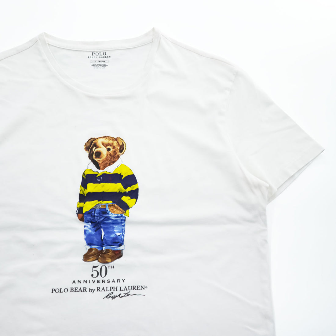 Polo Ralph Lauren ポロベア 50th ANNIVERSARY プリント Tシャツ L ホワイト コットン