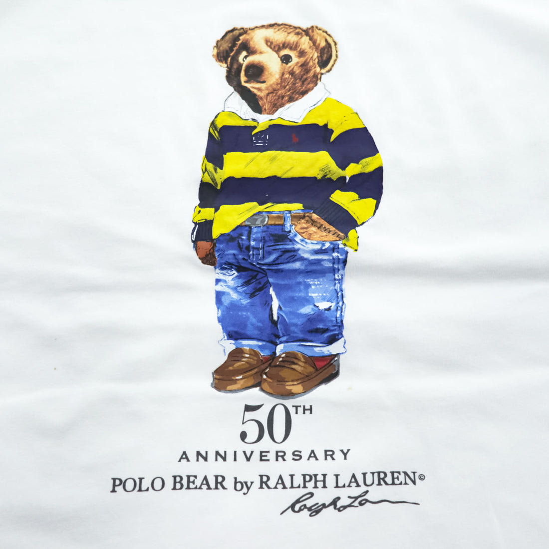 Polo Ralph Lauren ポロベア 50th ANNIVERSARY プリント Tシャツ L ホワイト コットン