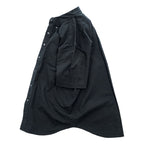 Eddie Bauer 半袖 リネン シャツ L ブラック 麻100% ボタンダウン 胸ポケット