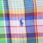 Ralph Lauren 半袖 リネン チェックシャツ S マルチカラー 麻100% スモールポニー ロゴ 刺繍 ボタンダウン