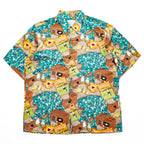 reyn spooner 90年代 ヴィンテージ ハワイ製 アロハシャツ 半袖シャツ L グリーン 総柄 ウクレレ フラガール Cynthia Conrad COLLECTION シングルステッチ