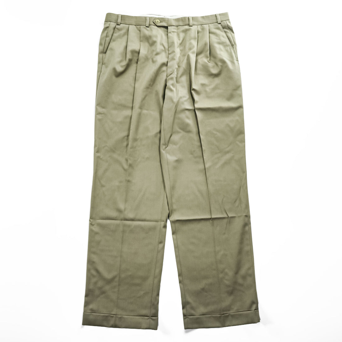 Ralph Lauren 90年代 カナダ製 ヴィンテージ 2タック ワイド スラックス パンツ L ベージュ プリーツ ダブルカフス SUPER 100's