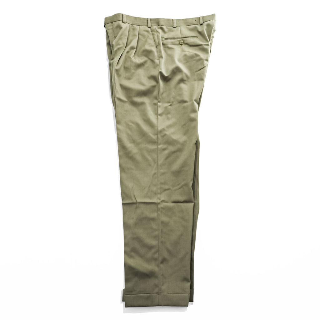 Ralph Lauren 90年代 カナダ製 ヴィンテージ 2タック ワイド スラックス パンツ L ベージュ プリーツ ダブルカフス SUPER 100's