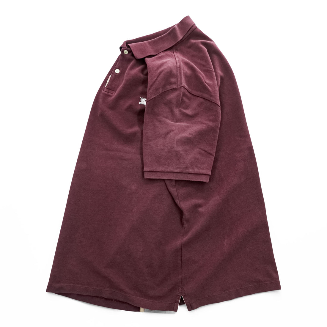 BURBERRY BRIT ポロシャツ XL ボルドー ワンポイントロゴ ノバチェック 鹿の子 トルコ製