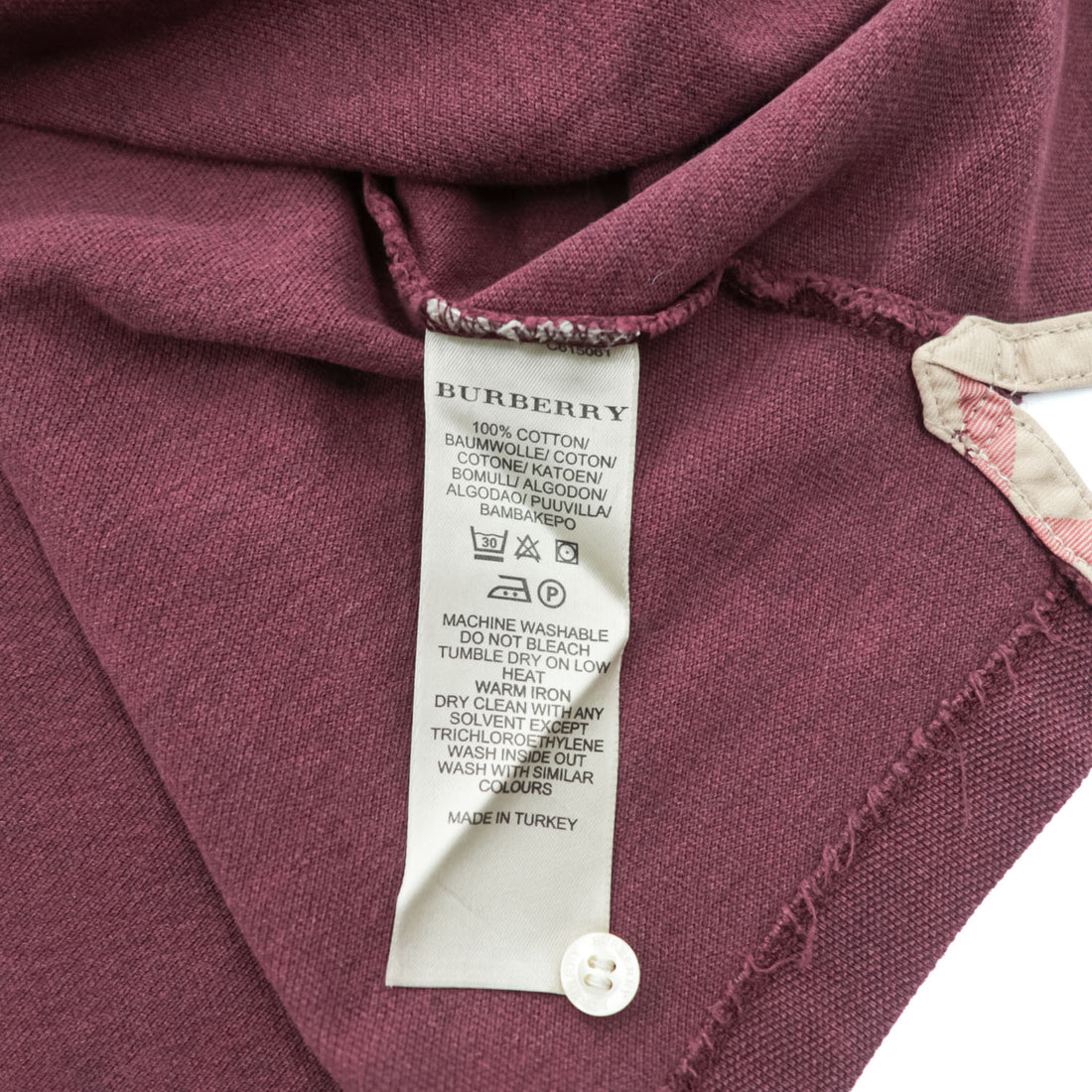 BURBERRY BRIT ポロシャツ XL ボルドー ワンポイントロゴ ノバチェック 鹿の子 トルコ製
