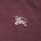 BURBERRY BRIT ポロシャツ XL ボルドー ワンポイントロゴ ノバチェック 鹿の子 トルコ製