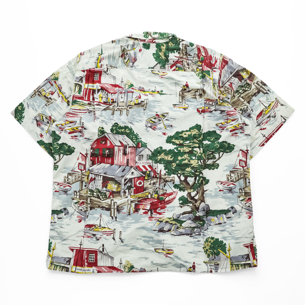 reyn spooner 80年代 ハワイ製 ヴィンテージ アロハシャツ 半袖シャツ L グリーン 総柄 ハワイアン ダイヤモンドヘッドタグ