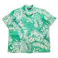 Polo Ralph Lauren 90年代 ヴィンテージ リネン アロハシャツ 半袖 オープンカラーシャツ L グリーン 総柄 ボックスシルエット 開襟