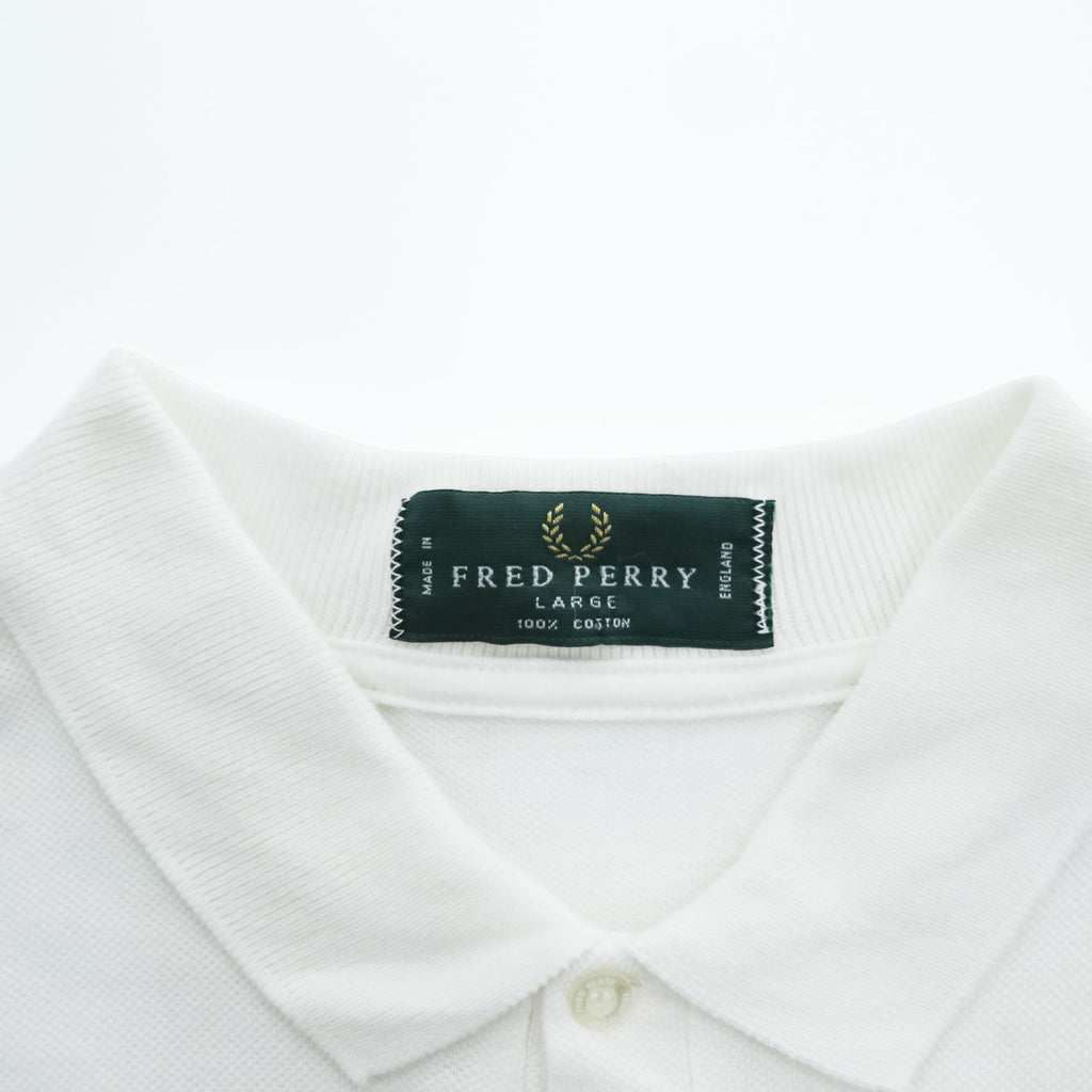 FRED PERRY 90年代 ヴィンテージ ポロシャツ L ホワイト ワンポイントロゴ イングランド製 英国製 鹿の子 M50/0022