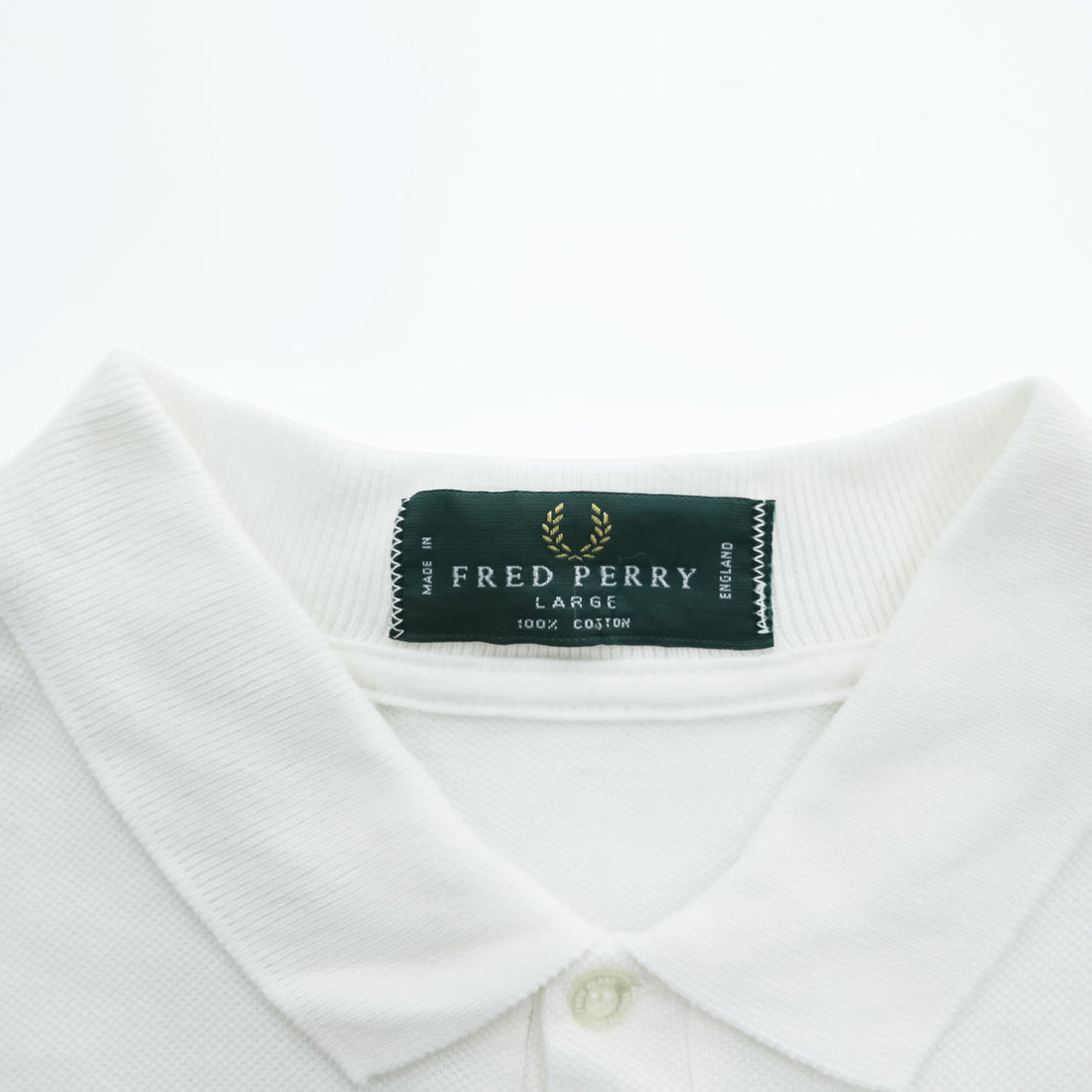 FRED PERRY 90年代 ヴィンテージ ポロシャツ L ホワイト ワンポイントロゴ イングランド製 英国製 鹿の子 M50/0022