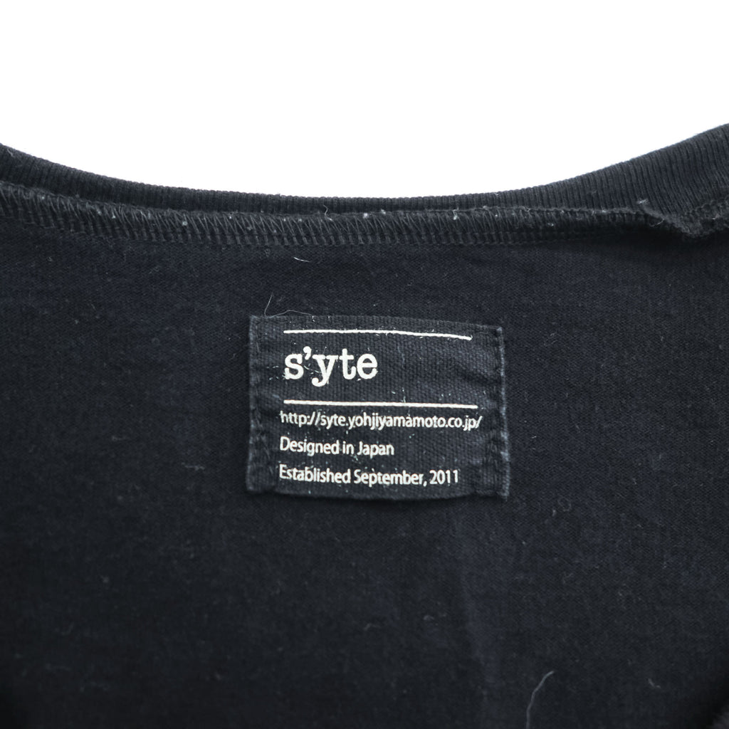 S'YTE Yohji Yamamoto 日本製 ロング丈 サイドスリット Tシャツ M ブラック UD-T01-077