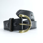 Boston Leather 米国製 ブライドルレザーベルト ブラック バックル ゴールド USA製 6582 ST