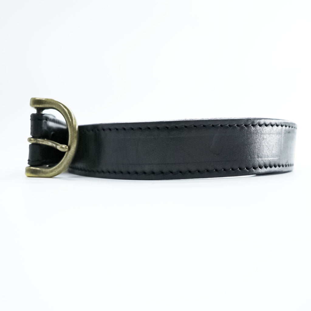 Boston Leather 米国製 ブライドルレザーベルト ブラック バックル ゴールド USA製 6582 ST