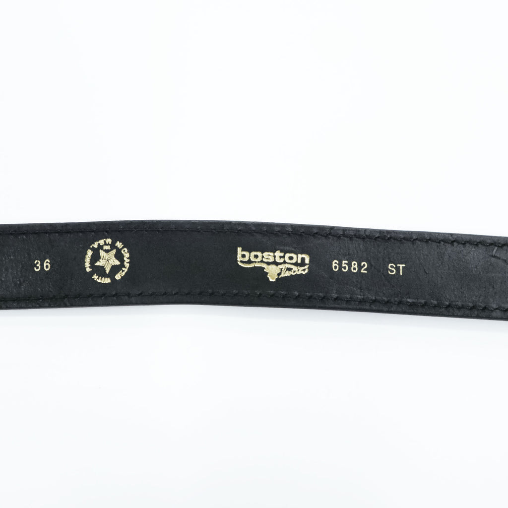 Boston Leather 米国製 ブライドルレザーベルト ブラック バックル ゴールド USA製 6582 ST