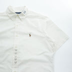 Ralph Lauren 90年代 ヴィンテージ 半袖 オックスフォードシャツ M CLASSIC FIT ホワイト スモールポニー ロゴ 刺繍 ボタンダウン 未使用品