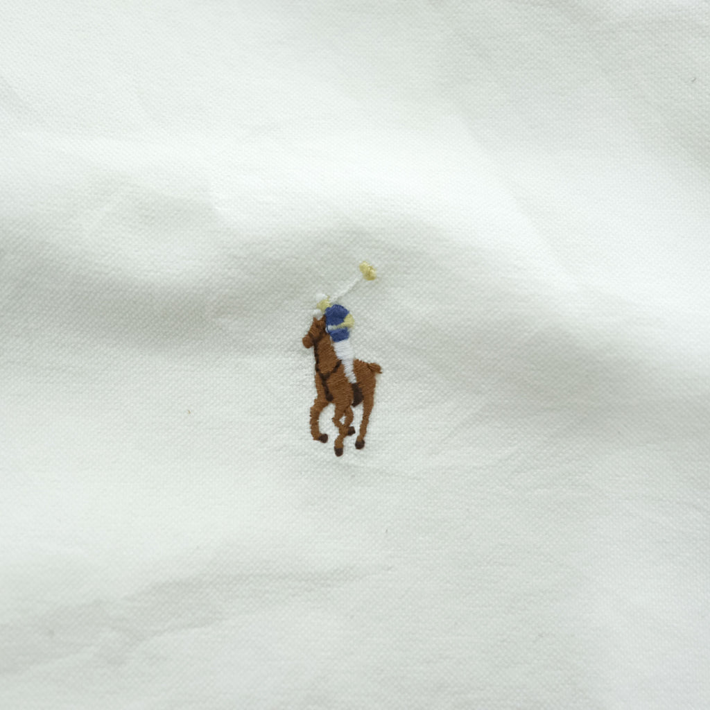 Ralph Lauren 90年代 ヴィンテージ 半袖 オックスフォードシャツ M CLASSIC FIT ホワイト スモールポニー ロゴ 刺繍 ボタンダウン 未使用品