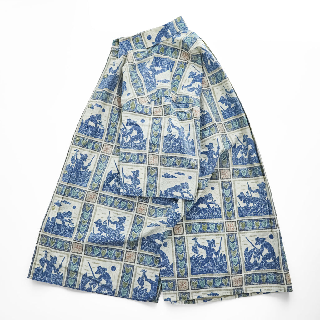 reyn spooner アロハシャツ 半袖シャツ XL ブルー 総柄 ビッグサイズ DIETRICH VAREZ COLLECTION ボックスシルエット