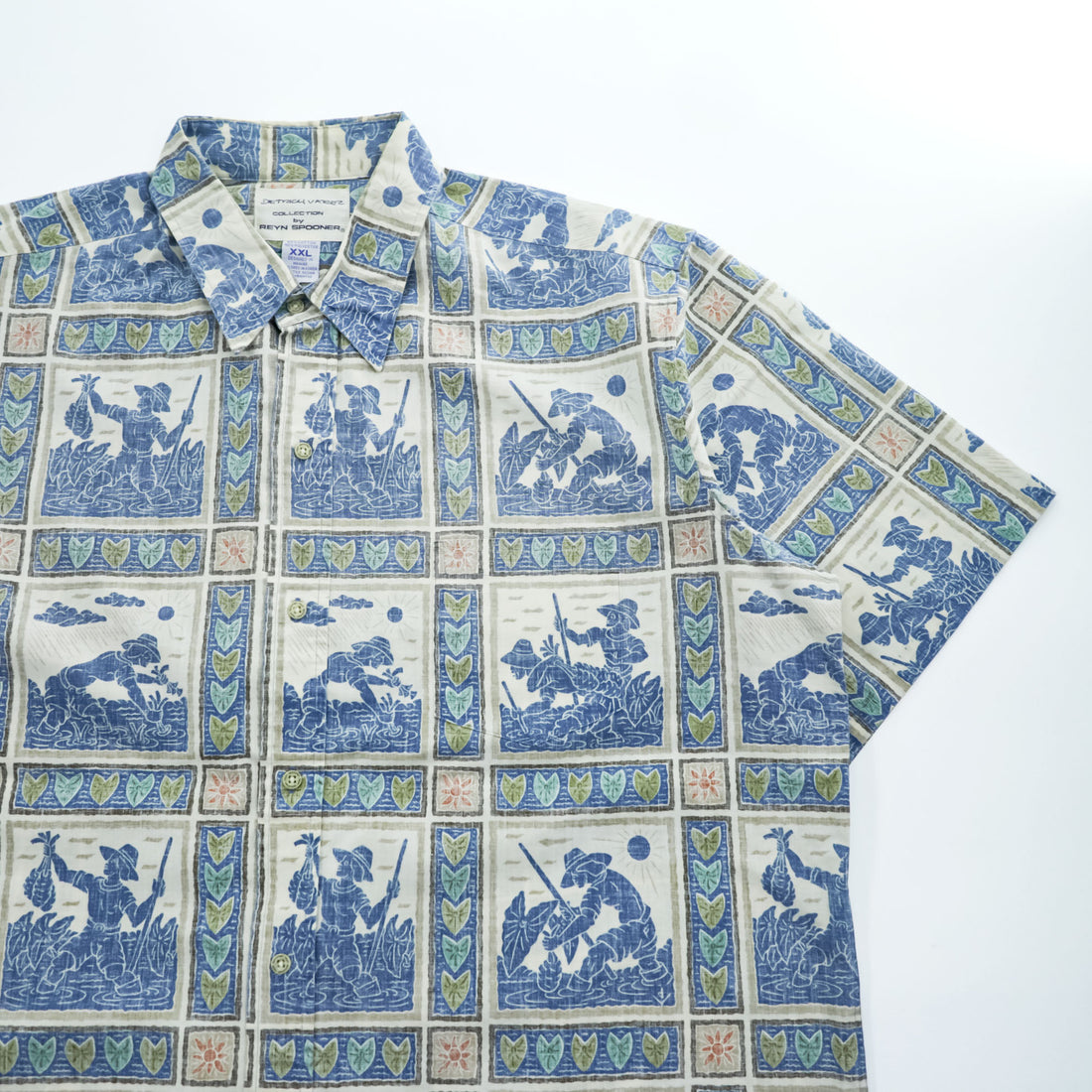 reyn spooner アロハシャツ 半袖シャツ XL ブルー 総柄 ビッグサイズ DIETRICH VAREZ COLLECTION ボックスシルエット