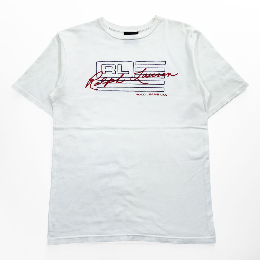 POLO JEANS CO. Ralph Lauren 90年代 ヴィンテージ Tシャツ L ホワイト 刺繍 プリント
