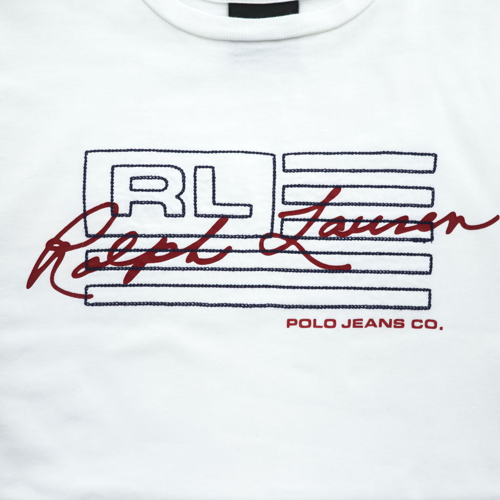 POLO JEANS CO. Ralph Lauren 90年代 ヴィンテージ Tシャツ L ホワイト 刺繍 プリント