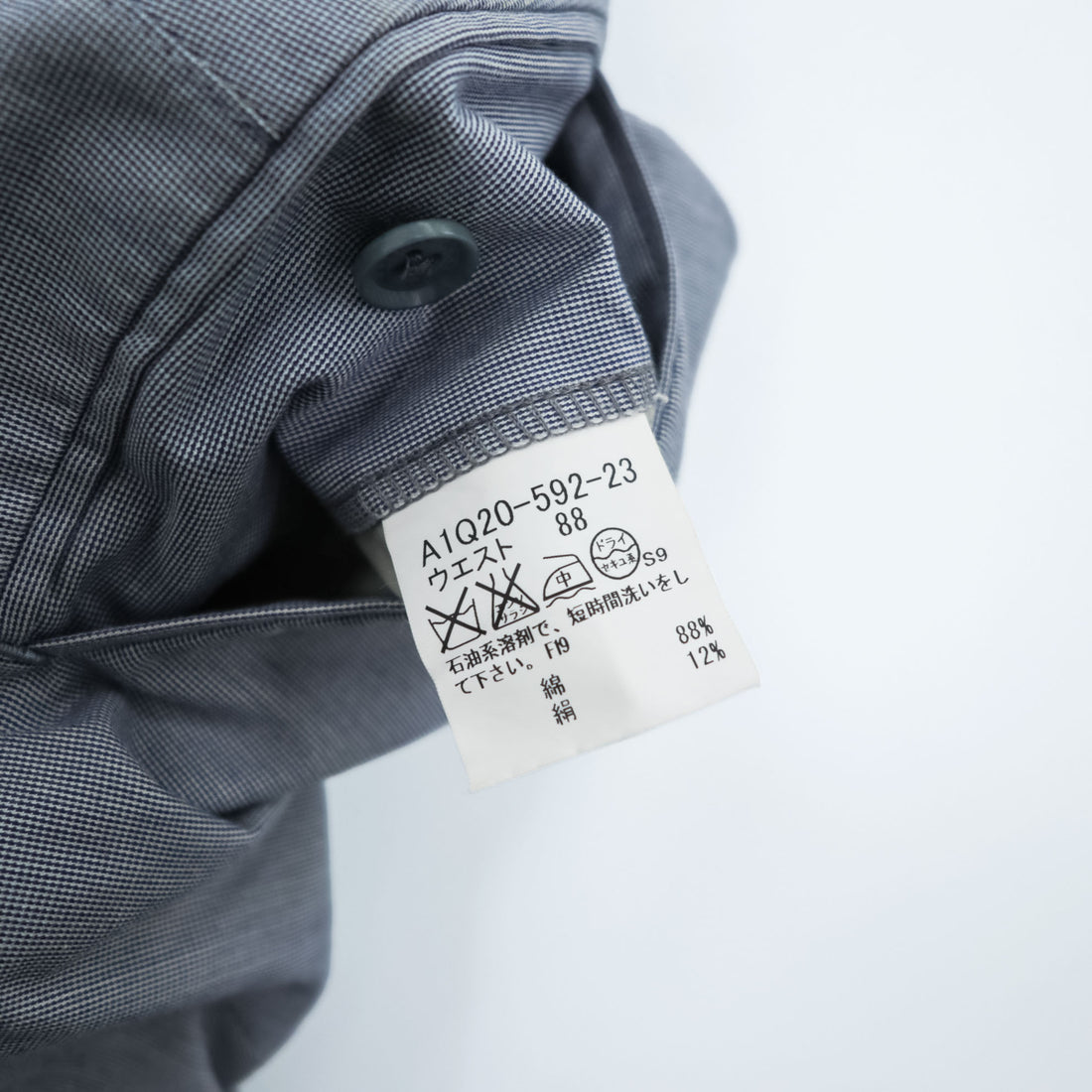 BURBERRY LONDON 日本製 コットンシルク サマー スラックス パンツ L ブルー A1Q20-592-23