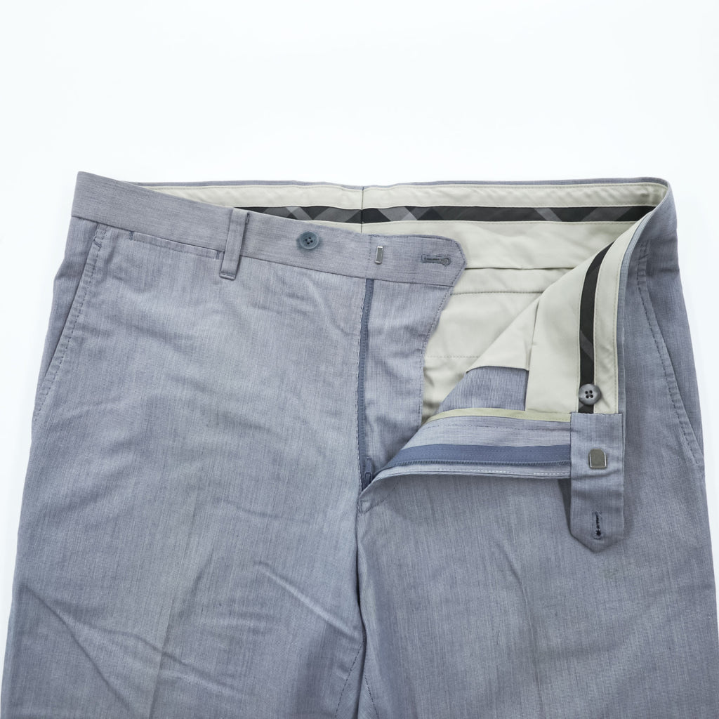 BURBERRY LONDON 日本製 コットンシルク サマー スラックス パンツ L ブルー A1Q20-592-23