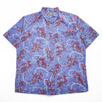 reyn spooner 90年代 ヴィンテージ アロハシャツ プルオーバー 半袖シャツ XXL ブルー レッド ビッグサイズ 総柄 Hawaiian Traditionals Commemorative Classics ハーフボタン