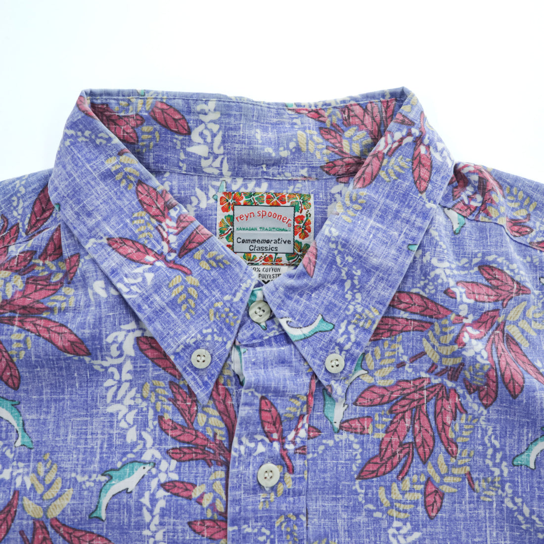 reyn spooner 90年代 ヴィンテージ アロハシャツ プルオーバー 半袖シャツ XXL ブルー レッド ビッグサイズ 総柄 Hawaiian Traditionals Commemorative Classics ハーフボタン