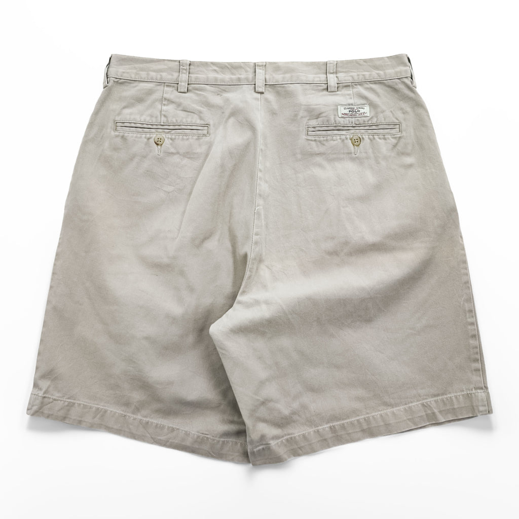 Polo Ralph Lauren 90年代 ヴィンテージ ポロチノ プリーツショーツ TYLER SHORT ショートパンツ ハーフパンツ L ベージュ 2タック